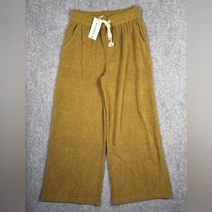 Kiczoy Ribbed Wide Leg Lounge Pants Brown Size M NWT